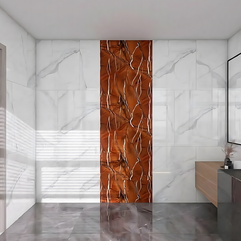 Yağmur Ormanı Kahverengi Dokulu Banyo Backsplash Dekorasyon PET Isı Transfer Filmi